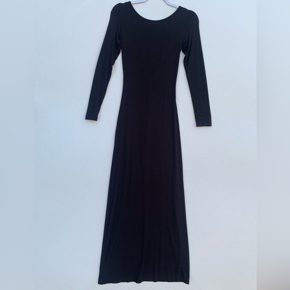 Fraiche by J Open Back Criss Cross Maxi Dress Long Sleeve Size Small | Black - Picture 2 of 13